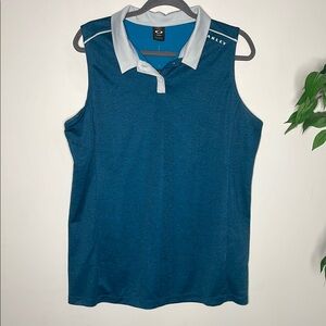 Oakley Blue Golf Polo with White Collar